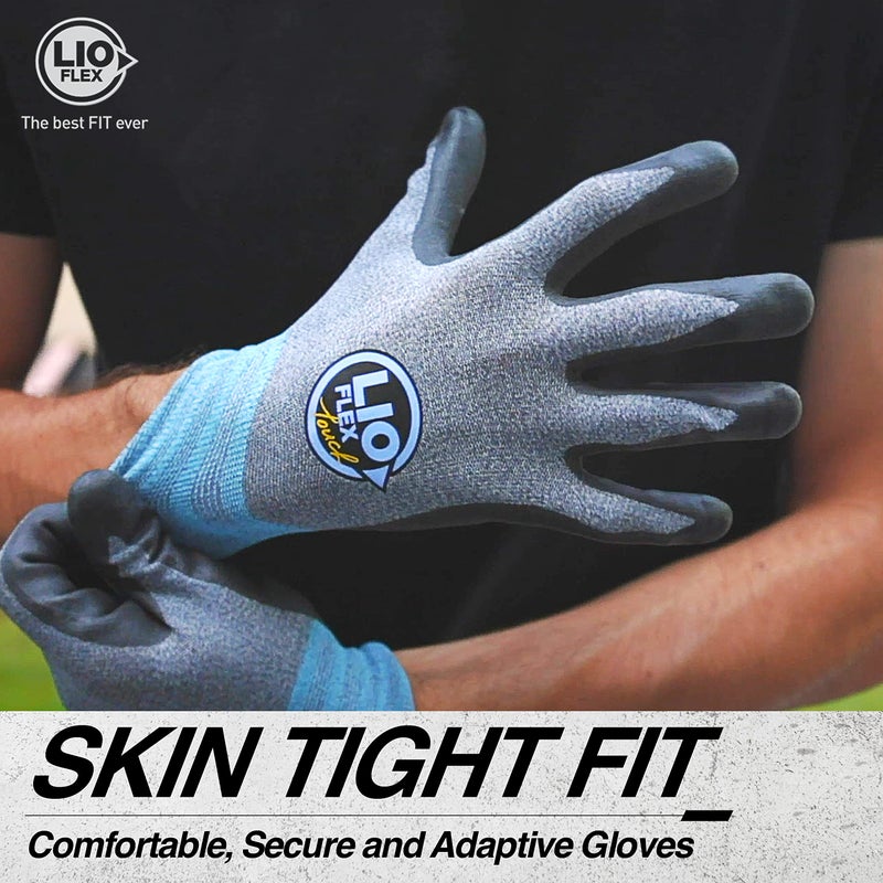 LIO FLEX Safety Work Gloves with Touchscreen Fingers, 3 Pairs Thin & Lightweight Working Gloves, Ideal for Warehouse Workers, Delivery Drivers, Nitrile Foam Coated Grip Gloves for Women and Men (Gray, S) - Image 2